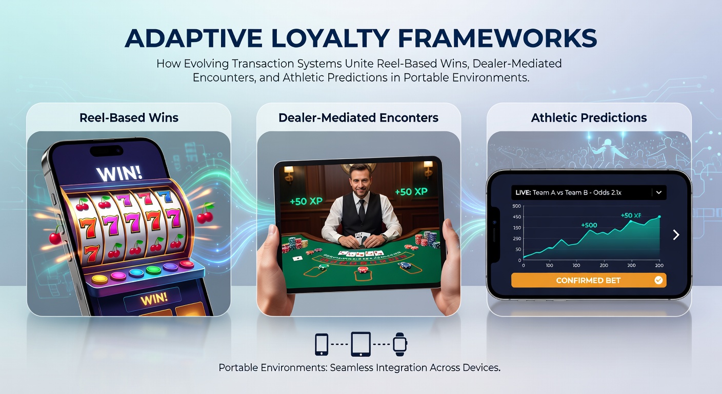 Mobile interface showing integrated loyalty points across slots, live dealer tables, and sports predictions