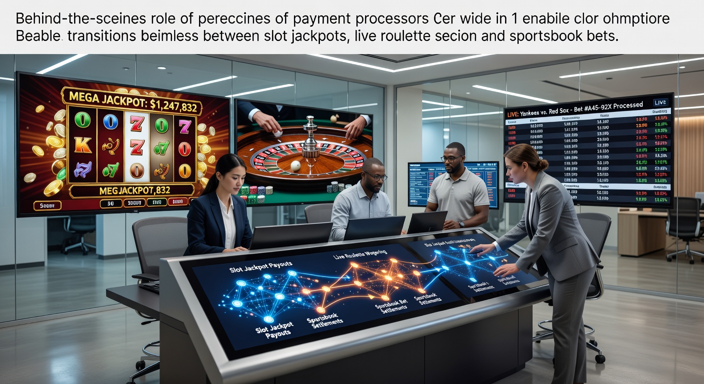 Digital flowchart illustrating payment processors linking slot machines, live roulette tables, and sportsbook interfaces in real-time