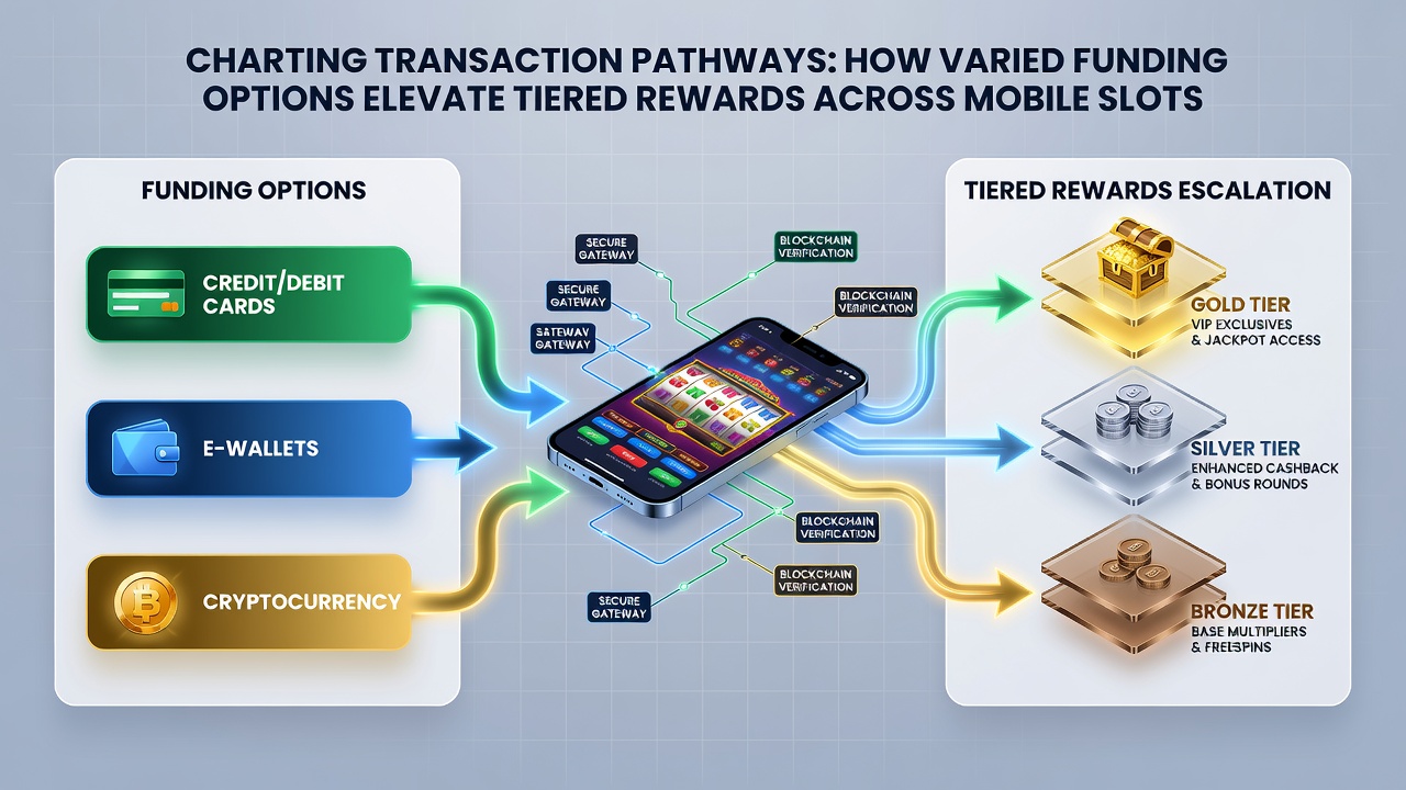 Flowchart illustrating how funding options connect to elevated rewards in roulette, blackjack, and sports betting on mobile