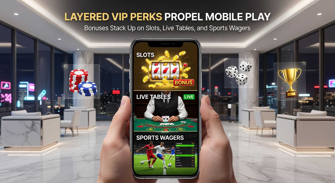 VIP player at a live dealer table on mobile, with overlaid graphics showing stacked rebates, bet boosts, and exclusive access perks
