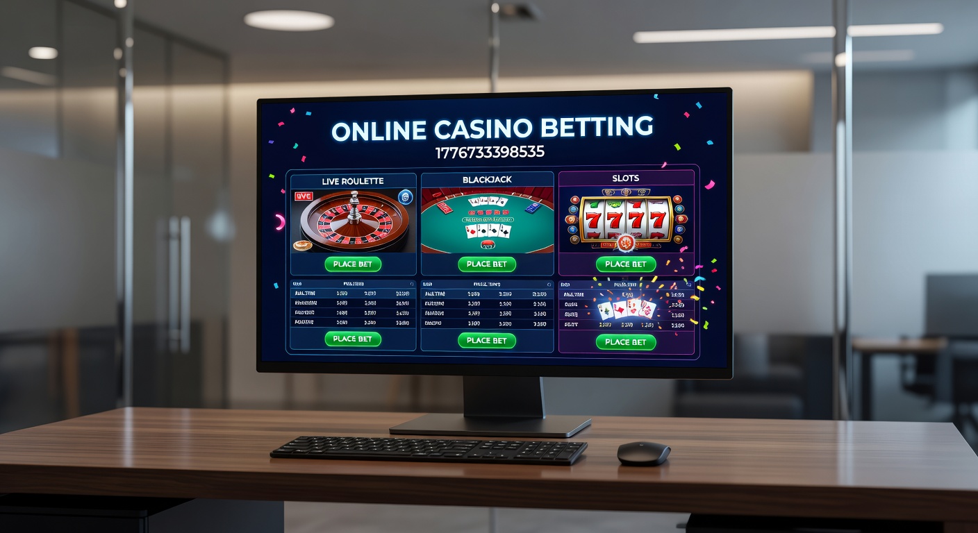 A vibrant montage of online roulette wheel, poker chips, and soccer betting odds on a sleek app interface, capturing the fusion of casino classics and sports action