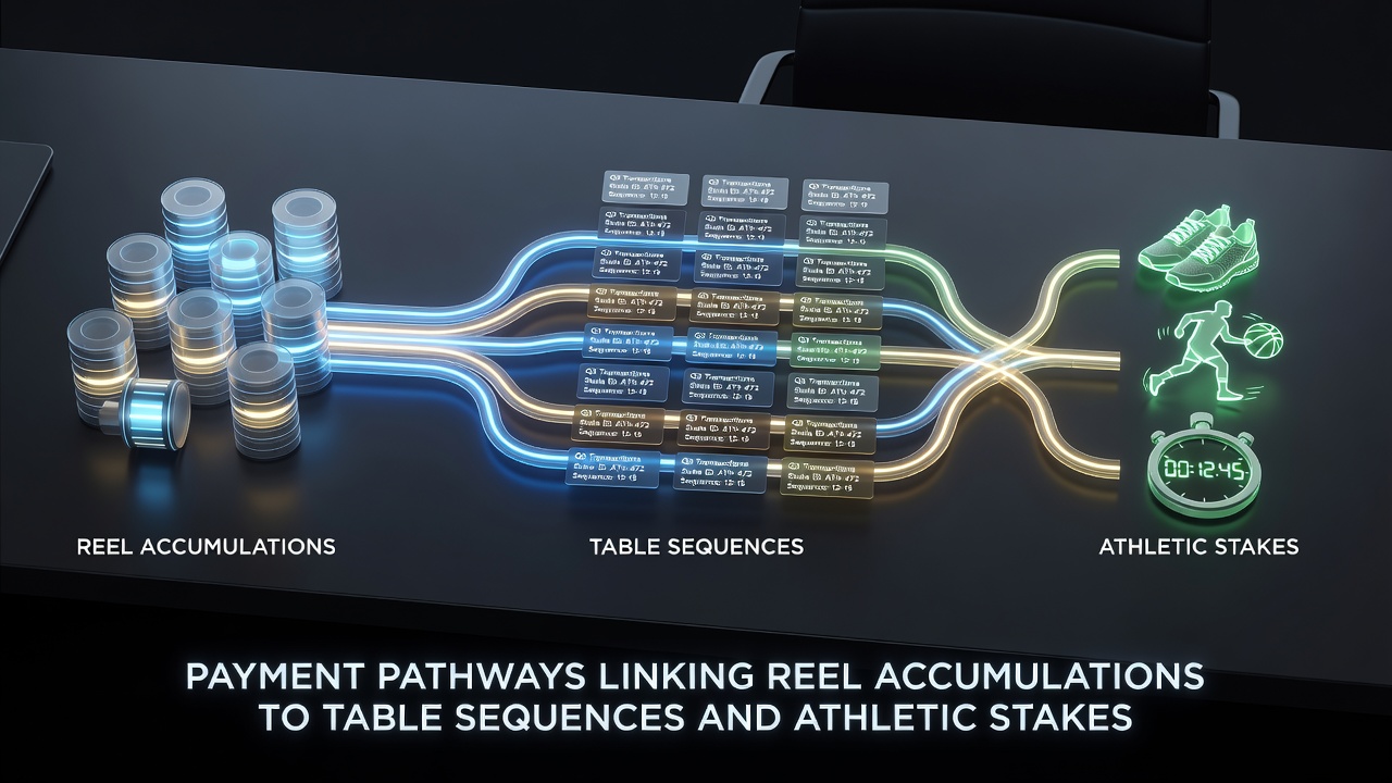 Illustration of API connections routing funds between slot reels, card tables, and sports wagering interfaces