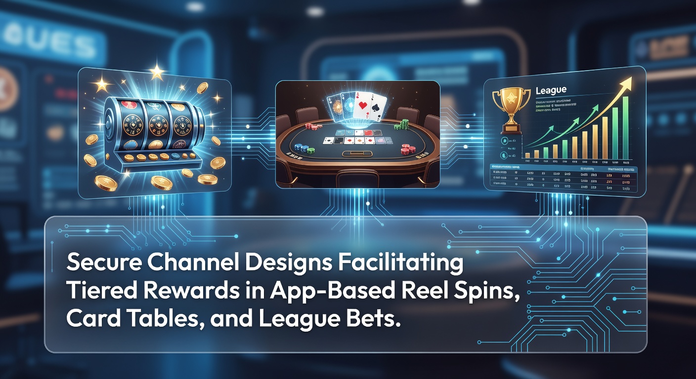 Secure encrypted networks connecting mobile gaming interfaces for slots, cards, and sports bets with tiered reward indicators
