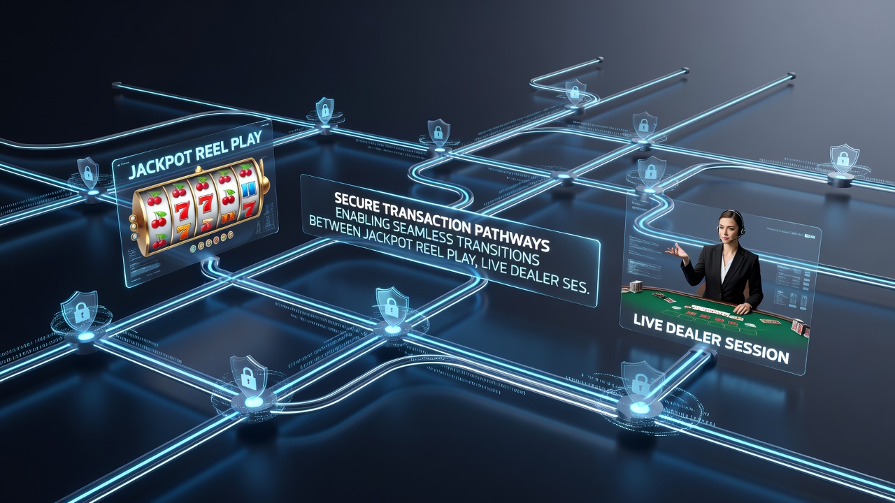 Diagram showing encrypted data flow between mobile jackpot reels, live dealer sessions, and sports event betting interfaces